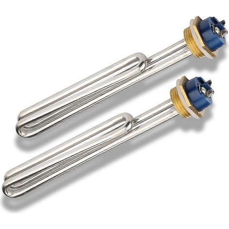 Deux tubes de chauffe-eau solaire pliés de 3 kW 220 V, éléments chauffants en acier inoxydable filetés DN25 BSP, adaptés aux chauffe-eau électriques. (1/5)