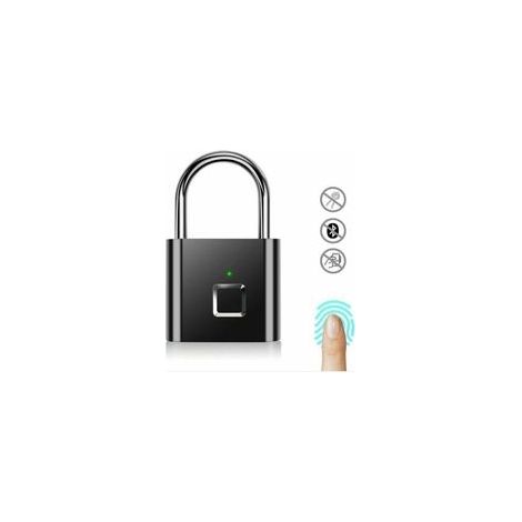 Cadenas à empreintes digitales, super étanche, sans clé, rechargeable par USB, intérieur/extérieur, noir (1/4)