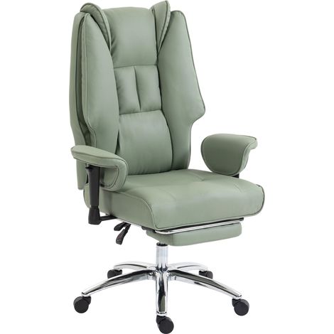 HOMCOM Executive Office Chair, Reclining Desk Chair with Footrest, Green (1/5)