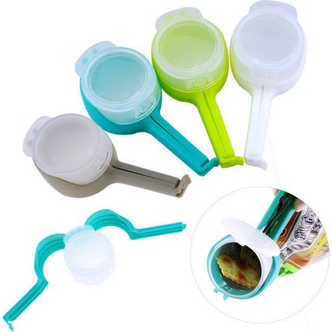 pinzas para bolsas de almacenamiento de alimentos，pinzas de sellado para tapas de plástico，color azul (1/5)