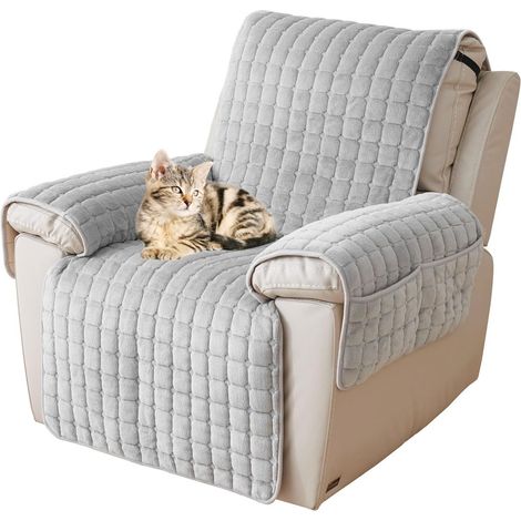 Coperchio di sedia reclinabile, coperture per sedie per poltrone coperte di divani per poltrona non-slip con Tasche, coperture per sedia singola trapunte morbide e calde per poltrone – Grigio 53x190 (1/5)