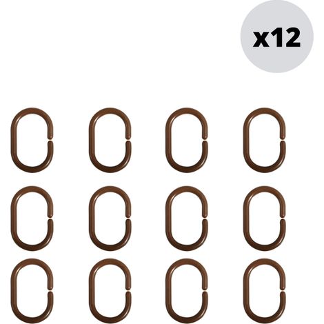 Anillas para cortina de ducha (12 unidades), color chocolate MSV