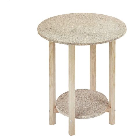 WELLHOME Mesa Camilla Gazte Redonda, Madera pino natural, acabado sin barniz - Ø50x75 cm
