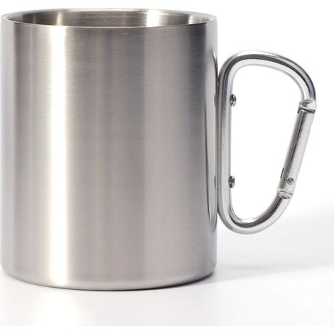Tasse de camping avec mousqueton, mini tasse isotherme portable en acier inoxydable pour la randonnée, les voyages, l'escalade et le trekking. (1/5)
