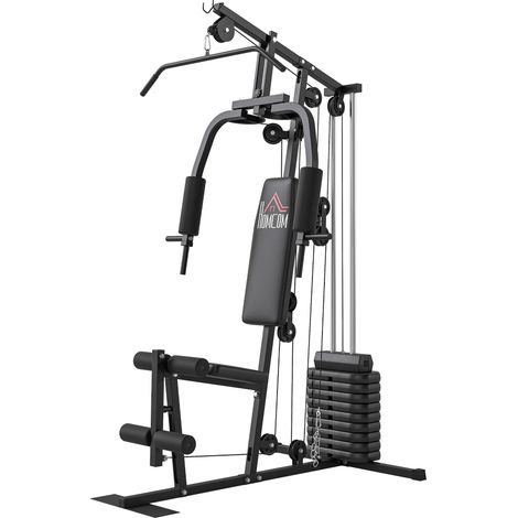 Homcom – Station de musculation avec 9 poids de 5 kg – Charge max 100 kg – Dimensions 200 x 135 x 103 cm – Entraînement complet haut et bas du corps (1/5)