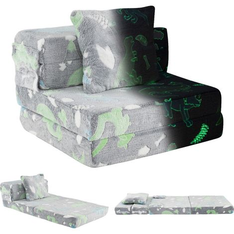 Divano pieghevole 3 in 1 per bambini 65,5 x 60,5 x 41,5 cm comfort ottimale rivestimento in tessuto di flanella lavabile grigio 200017897