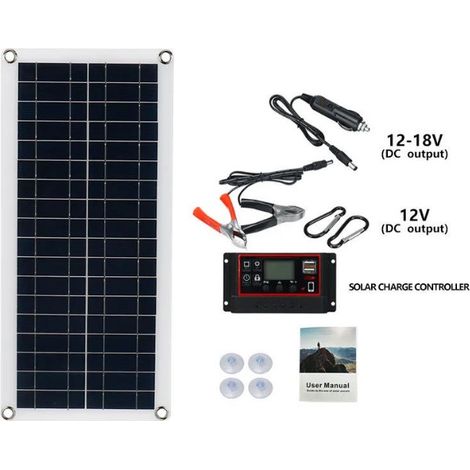 Kit panneau solaire 300 W, chargeur de batterie 12 V, contrôleur 40-100 A, pour caravane, bateau ou voiture.