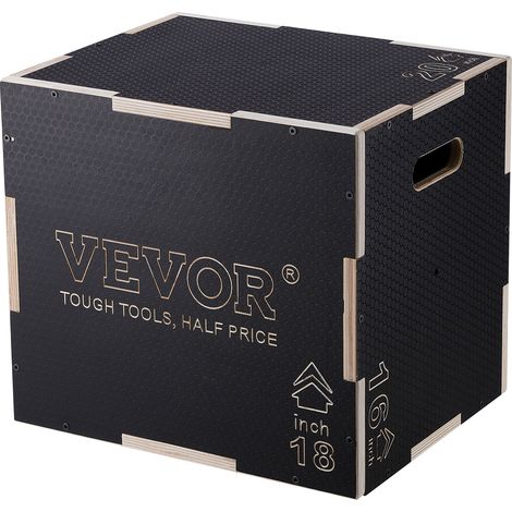 VEVOR Caja pliometrica 3 en 1 Jump Box Culturismo Fitness Crossfit Madera Antideslizante Altura 50/45/40 cm Carga 204 kg para entrenamiento pliometrico Step-ups Flexiones Sentadillas Gimnasio en casa