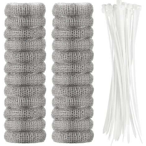 24 Stück Flusenfallen für Waschmaschine, Edelstahl, Flusenfallen, Wäschenetz, Waschmaschinenschlauchfilter mit 24 Stück Kabelbindern