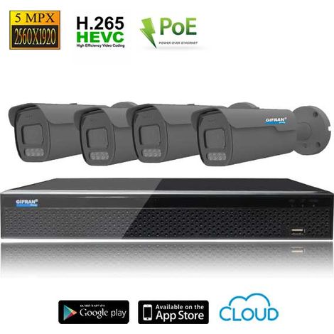 Kit videosorveglianza PoE 4 telecamere da esterno 5MPX (1/4)