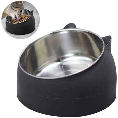 BUNTHAUS Bols pour chats en acier inoxydable, bols inclinés pour chiens et chats, bols d'alimentation amovibles, antidérapants et anti-éclaboussures pour petits, moyens et grands chats. (1/2)