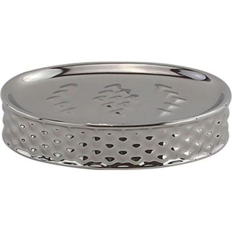 Trade Shop - Seifenschale Seifenhalter Badaccessoire Silber mit Herzeffekt 87819 -
