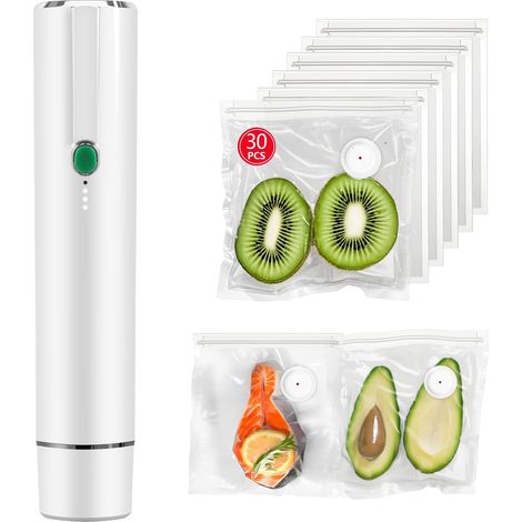 Scelleuse Sous Vide - Scelleuse À Vide Portative Sans Fil - 65 kPa - Pour Aliments Frais Congelés Ou Sous Vide - 30 Sachets Réutilisables (1/5)