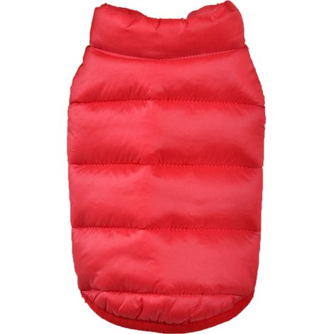 1 Manteau chien réversible rouge polyester fermeture velcro collier lavable extérieur (1/5)