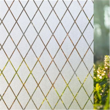 Film de confidentialité pour fenêtres - Pour salles de bains, chambres et bureaux - Sans adhésif, résistant aux UV - 60 x 200 cm - Frosted Diamond (1/5)