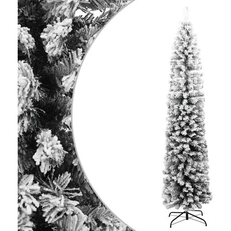 Sapin de Noël artificiel mince flocon de neige vert 240 cm PVC