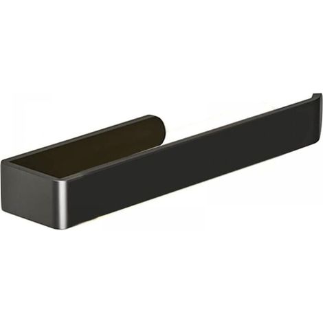 Porte Serviette Noir, Accroche Serviette Salle de Bain, Porte Torchon sans Perçage, Auto-adhésif Porte Serviette Murale pour Salle De Bains ou Cuisine, Aluminium (Noir)