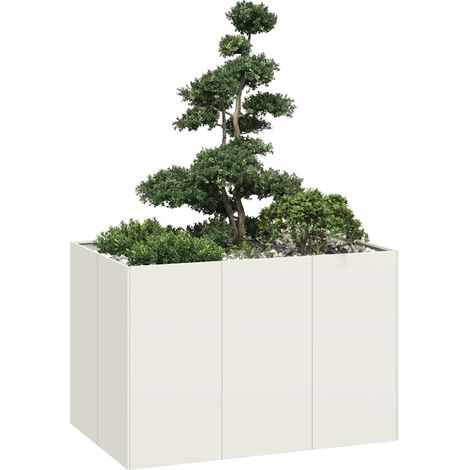 Pflanzgefäß Weiß 120x80x80 cm Stahl
