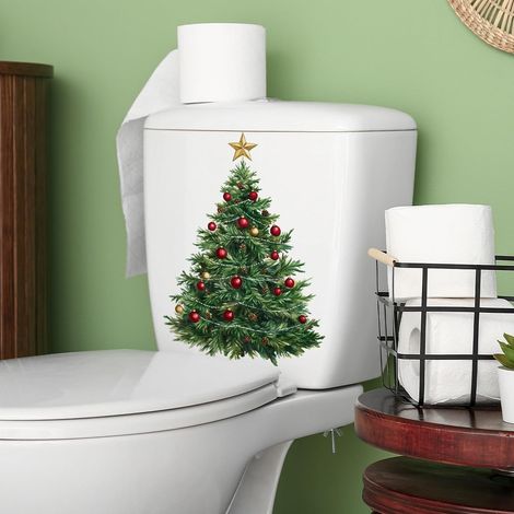 Weihnachtliche Toilettenaufkleber, Weihnachtsbaum, bunte Kugeln für den Toilettendeckel, Badezimmerdekoration (1/5)