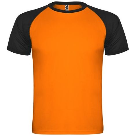 Camiseta deportiva en tejido técnico de manga corta INDIANAPOLIS ROLY 16 Naranja Fluor/Negro (1/3)