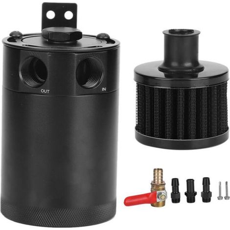 Récupérateur d'huile à chicane - 3/8in 2-Port Oil Catch Can en alliage d'alu MINIum à chicane Réservoir Réservoir Air Oil Séparateur (1/5)