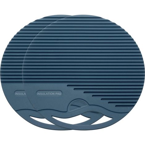 Dessous de plat en silicone, rond, bleu (1/5)