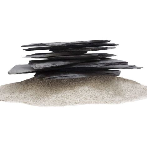 Aquarium Natursteine Schieferplatten Deko schwarz-grau 1 Stück 1,4-2,0 kg Nr.50