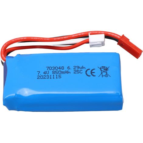 Batterie lithium 7,4 V 850 mAh de remplacement professionnel pour hélicoptère RC WLtoys V912V262V333V353BQ202 avec prise JST rouge (1/5)