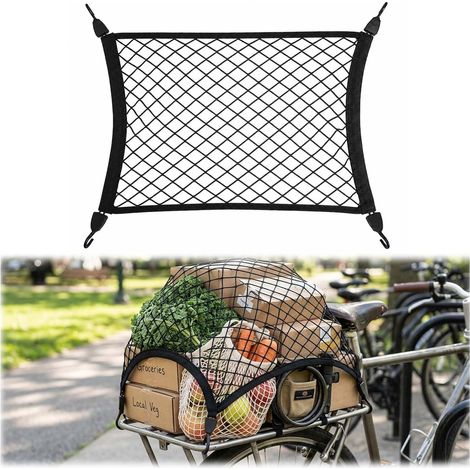 Filet pour Panier de Vélo Arrière,Élastique Réglable Filet Rangement (1/5)