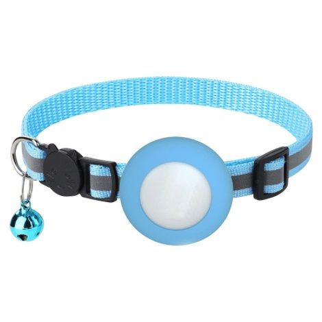 Airtag Reflective Airtag Cat Collar with Bell and Airtag Holder Compatible with Apple Airtag, Lovely Cat Collar with Safety Buckle for Kittens and Puppies (1/2)