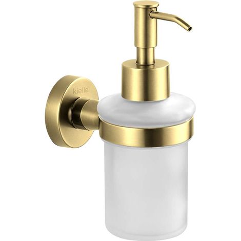 kielle Oudee - Dispensador de jabón con soporte, vidrio esmerilado/oro cepillado 40102036 (1/3)