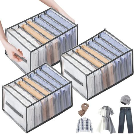 Boîte de Rangement de Tiroir avec Compartiments Pour Jeans,Organisateur de Tiroir,Diviseurs de Tiroir de Vêtement Lavable Pliables (1/5)
