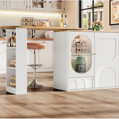 Mesa cocina giratoria con almacenaje blanco OKMYHOME (1/5)