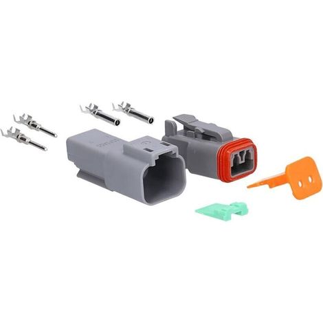 KALI-1202 Lot de 2 connecteurs allemands DT étanche IP68 pour voiture, section transversale conducteur 0,75-2 mm², 18-14 AWG, polyamide renforcé avec (1/4)