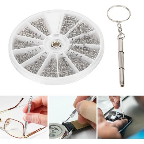 Kit de réparation de montres et de lunettes (601 pièces), petit jeu de vis et d'écrous avec tournevis M1, M1.2, M1.4, M1.6 (1/5)