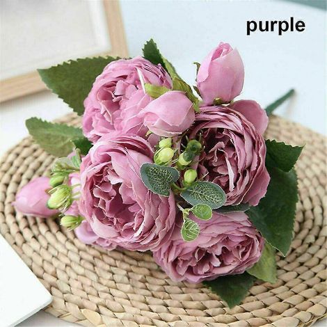 Fleurs artificielles, décoration de mariage, articles ménagers, soie, ameublement, pivoines, fausses roses, uniquesviolet (1/5)