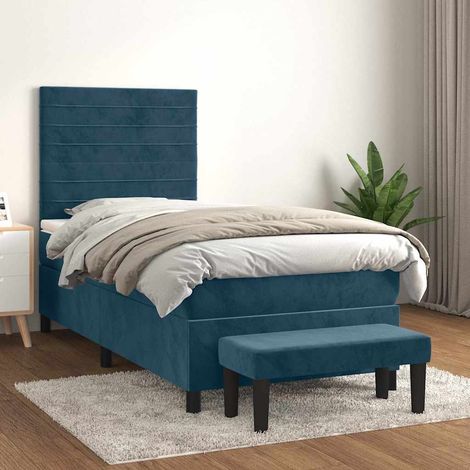 Boxspringbett mit Matratze Dunkelblau 90x200 cm Samt