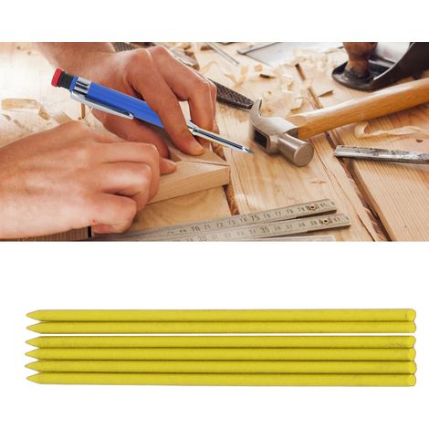 Verkauft in 6er-Packungen. HB 2,8 mm Zimmermannsbleistiftminen, geeignet für Druckbleistifte, Holzkonstruktionen, langlebige gelbe Mine. (1/5)
