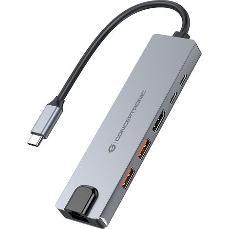 CONCEPTRONIC Dock 6-in-1 USB-C- HDMI,2xUSB-A,USB-C,GbE 140W