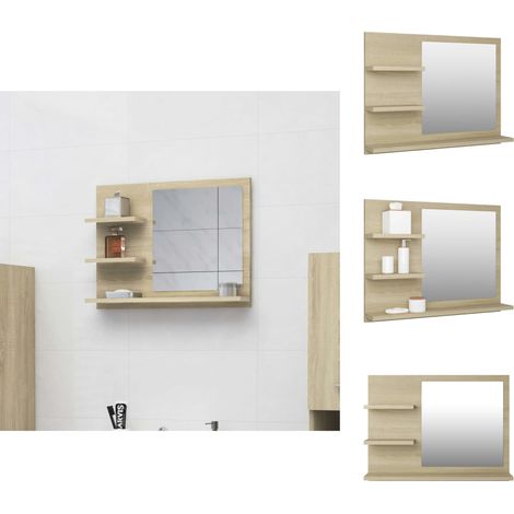 The Living Store Badspiegel Sonoma-Eiche 60x10,5x45 cm Holzwerkstoff - Holzspiegel (1/5)