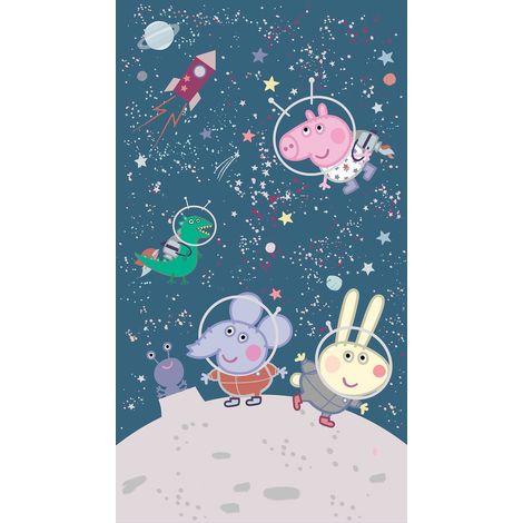 papier peint panoramique Peppa Cochon bleu foncé  - Sanders & Sanders (1/3)