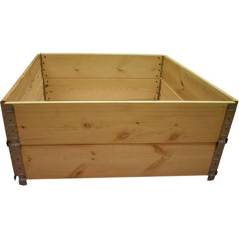 Multitanks – Carré potager en bois naturel 1000x1000mm – Hauteur 390mm – Système d'emboîtement sans vis – 390 litres de contenance