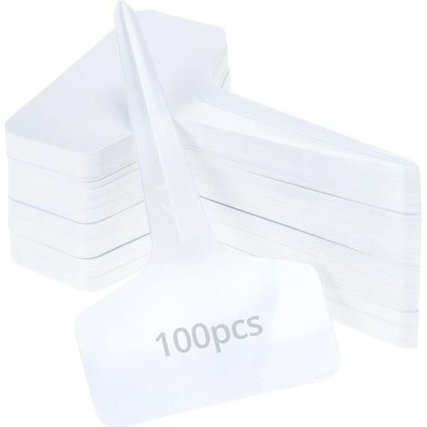 Lot de 100 étiquettes pour plantes, 6 x 10 cm, étiquette de jardinage en plastique, pour légumes, semis, fleurs, type T (1/5)