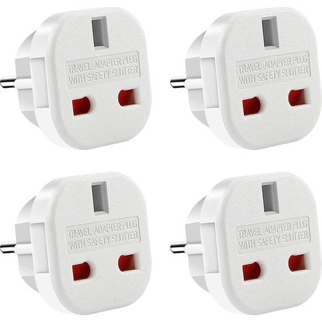 4x Reiseadapter mit britischem Stecker auf französischen Stecker,Adapter von Großbritannien nach Frankreich,Polen und Schweden (1/5)