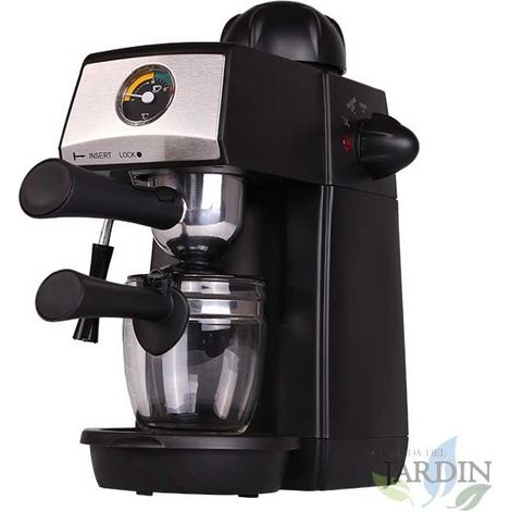 Grunkel Espressomaschine mit 5 Bar Druck und Fassungsvermögen für 4 Tassen.