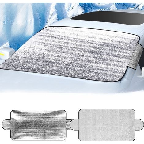 Déflecteurs de neige pour voitures - pare-soleil - couverture antigel pour voiture - housses de pare-brise - accessoires auto - points de fixation inclus 200 x 70 cm - film - argent (1/5)