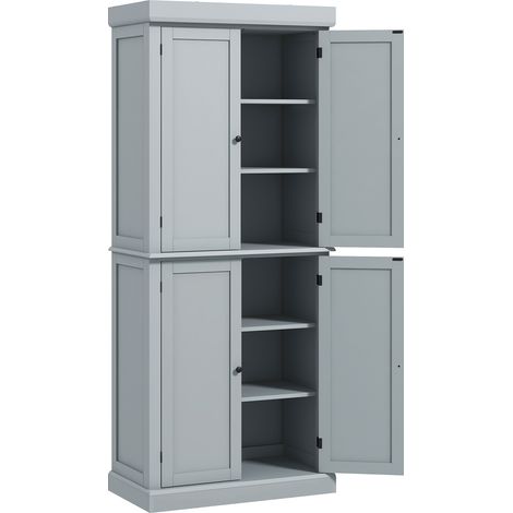 Armoire de cuisine moderne gris 76x40,5x184 cm, buffet avec placards et étagères ajustables. (1/5)