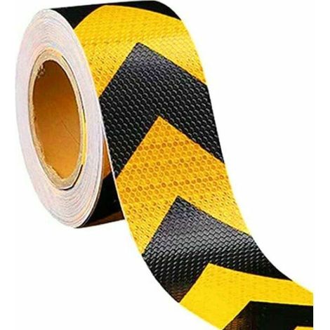Warnpfeilaufkleber, gelb-schwarzes Reflexband, Reflexstreifen, Warnband, Sicherheitsband, gut sichtbares Warnband