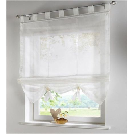 Voilage rideau de fenêtre en polyester 80cm x 155cm – Lavable en machine – Légèreté pour contrôle de la lumière et intimité (1/2)