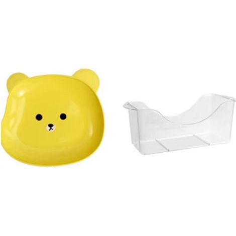 Ensemble de 8 assiettes à goûter ours, petites assiettes anti-chute pour usage domestique, jaune. (1/5)
